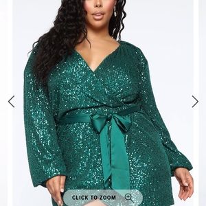 Fashion Nova Hunter Green Sparkle Dress
